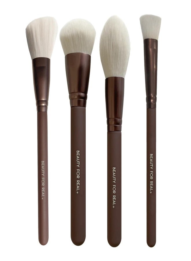 Beauty For Real Essential Pro Complexion Brush Set - Includes 4 Brushes: Blush/Contour, Complexion, Powder & Concealer - Vegan & Cruelty Free - Image 1