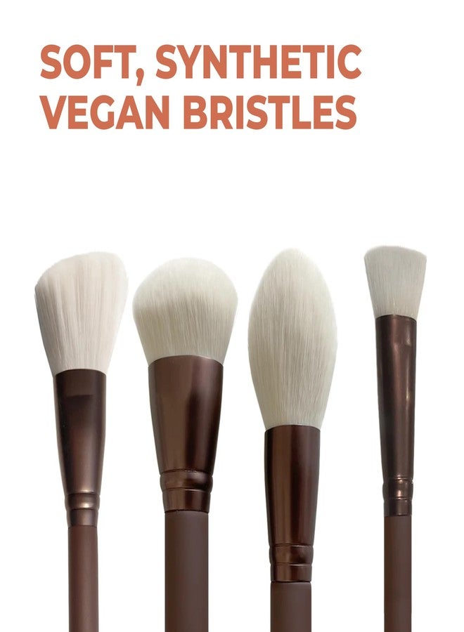 Beauty For Real Essential Pro Complexion Brush Set - Includes 4 Brushes: Blush/Contour, Complexion, Powder & Concealer - Vegan & Cruelty Free - Image 5