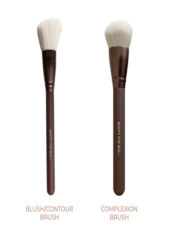 Beauty For Real Essential Pro Complexion Brush Set - Includes 4 Brushes: Blush/Contour, Complexion, Powder & Concealer - Vegan & Cruelty Free - Image 3