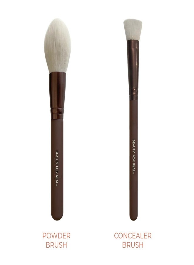 Beauty For Real Essential Pro Complexion Brush Set - Includes 4 Brushes: Blush/Contour, Complexion, Powder & Concealer - Vegan & Cruelty Free - Image 4