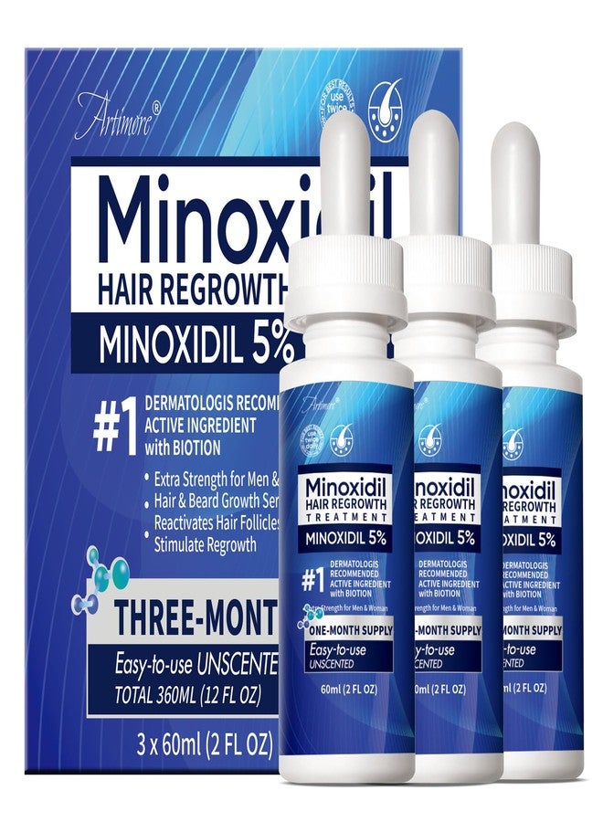 Artimore 5% Minoxidil Hair Growth Serum for Men & Women with Biotin: Minoxidil for Men and Women, 5 Percent, Hair Regrowth Treatment, Extra Strength (6 FL OZ, Dropper 3pcs) - Image 1
