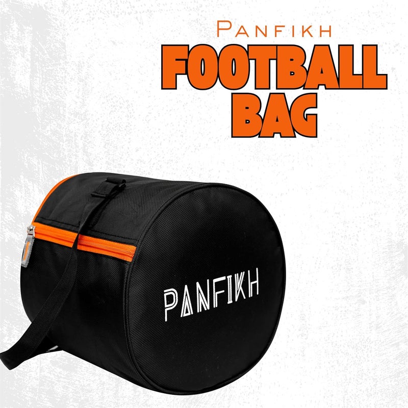 PANFIKH Football Bag for Boys Durable Sports Kit Bag with Adjustable Shoulder Strap and Mesh Pocket Spacious Gym Duffel for Football Accessories - Fit Also for Volleyball, Basketball (Orange-Black) - Image 2