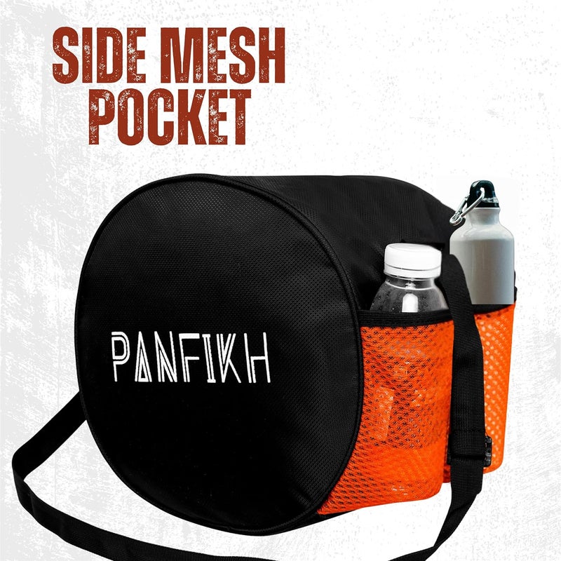 PANFIKH Football Bag for Boys Durable Sports Kit Bag with Adjustable Shoulder Strap and Mesh Pocket Spacious Gym Duffel for Football Accessories - Fit Also for Volleyball, Basketball (Orange-Black) - Image 4