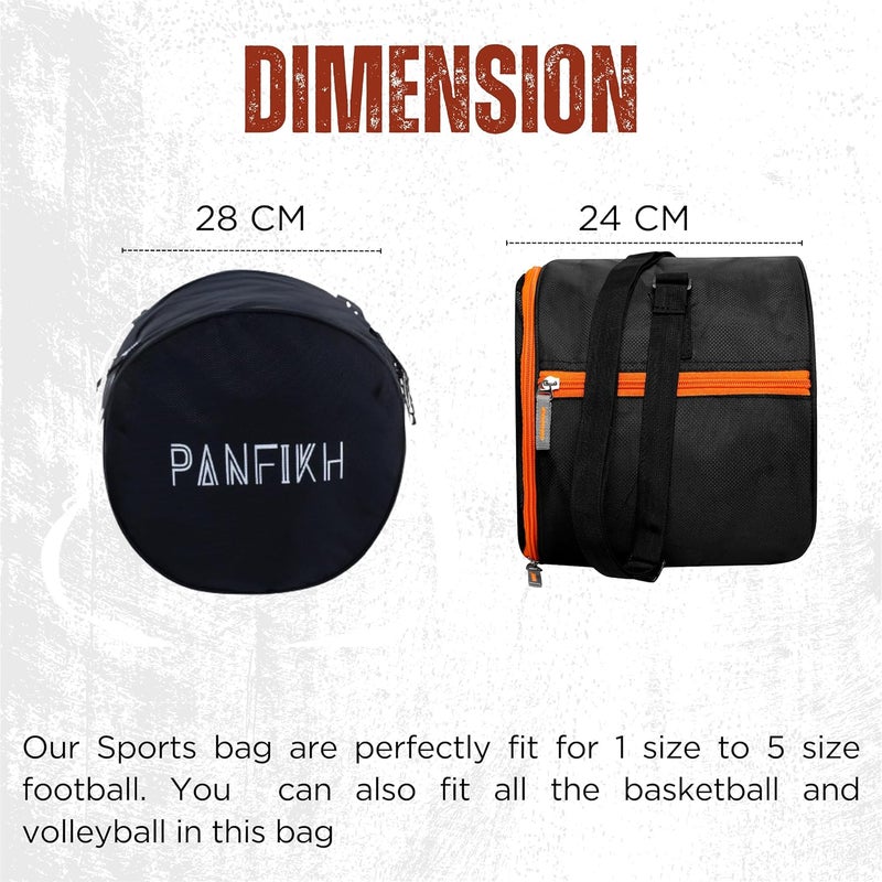 PANFIKH Football Bag for Boys Durable Sports Kit Bag with Adjustable Shoulder Strap and Mesh Pocket Spacious Gym Duffel for Football Accessories - Fit Also for Volleyball, Basketball (Orange-Black) - Image 5