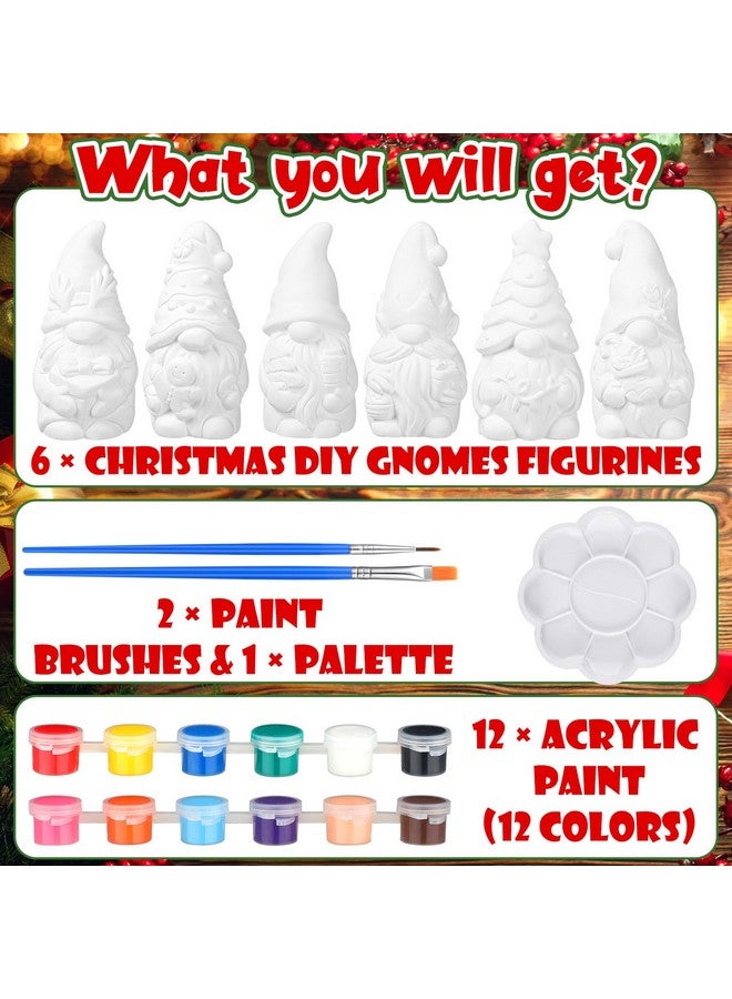 Eersida 6 Sets Paint Your Own Ceramic Statues Ready to Paint Ceramics Paintable Figurines Unpainted Plaster Arts and Crafts with Brush Palette Paint for Adults(Christmas) - Image 3