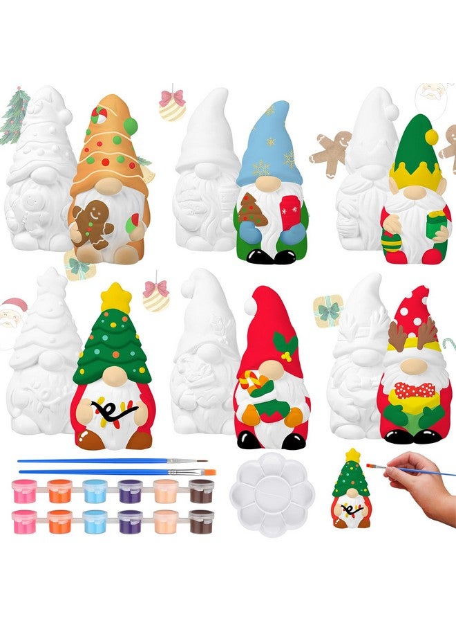 Eersida 6 Sets Paint Your Own Ceramic Statues Ready to Paint Ceramics Paintable Figurines Unpainted Plaster Arts and Crafts with Brush Palette Paint for Adults(Christmas) - Image 1