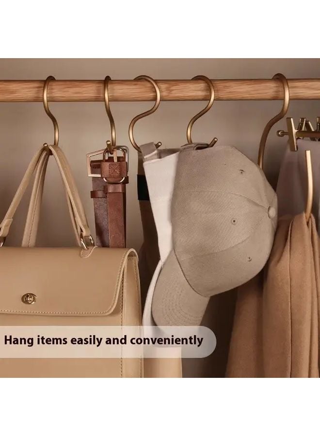 6 قطع خطافات S ذهبية متينة مصممة بشكل S متين معدني موفر للمساحة - Image 3