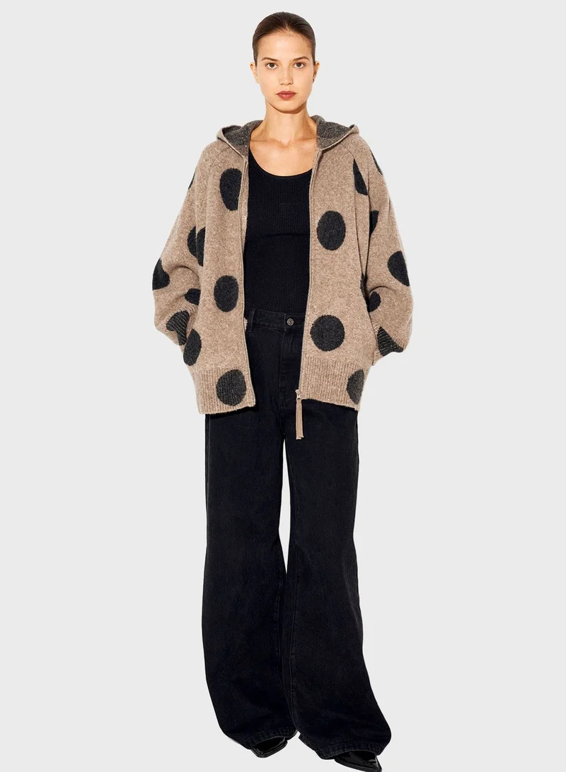 PARFOIS Hooded Zip Through Cardigan