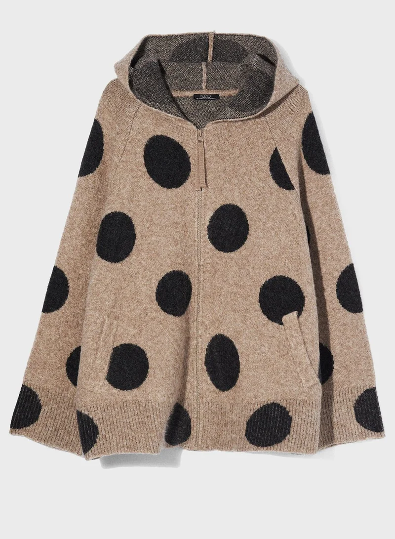 PARFOIS Hooded Zip Through Cardigan