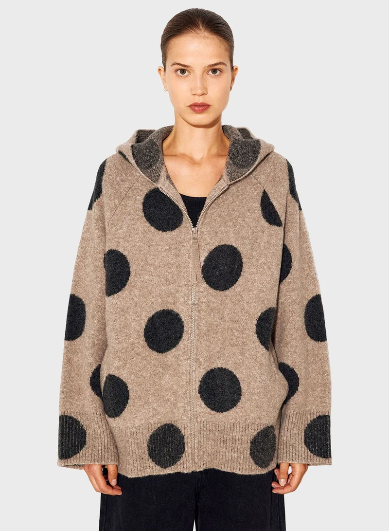 PARFOIS Hooded Zip Through Cardigan