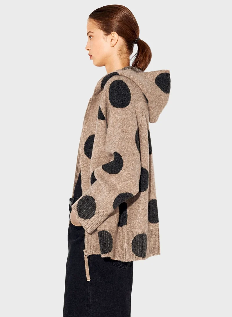 PARFOIS Hooded Zip Through Cardigan