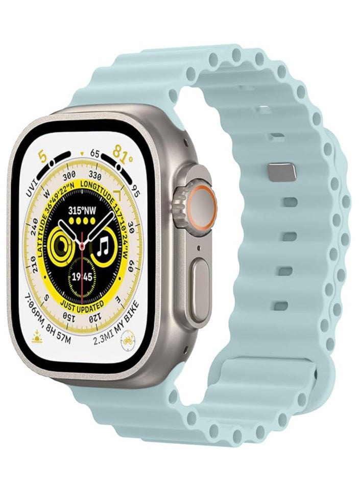 FARROBIZZ - Ocean Strap Compatible with Apple Watch Ultra 2 Strap 49 mm 45 mm 44 mm 42 mm, Soft Silicone Replacement Strap for iWatch Ultra SE Series 9 8 7 6 5 4 3 2 1 for Men and Women - Image 1