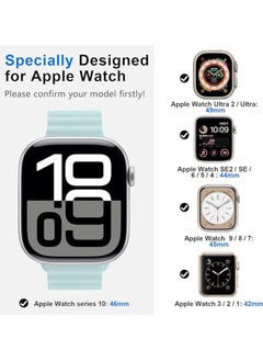 FARROBIZZ Ocean Strap Compatible with Apple Watch Ultra 2 Strap 49 mm 45 mm 44 mm 42 mm, Soft Silicone Replacement Strap for iWatch Ultra SE Series 9 8 7 6 5 4 3 2 1 for Men and Women  - Image 2