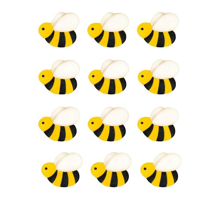 Oasis Supply, Edible Fun Shapes | Sugar Hand Painted Cake, Cupcake Toppers | 1" Bumble Bees