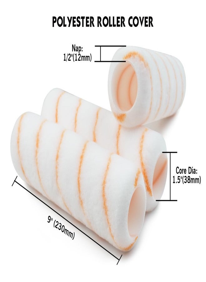 ROLLINGDOG Paint Roller Sleeves 9 Inch - 1/2 Nap Lint Free Polyester for Semi Smooth Wall Painting (Pack of 3) - Image 3