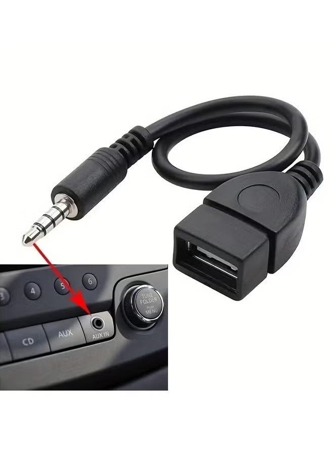 كابل محول من مقبس صوت AUX مقاس 3.5 ملم إلى منفذ USB 2.0 أنثى لمشغل MP3 في السيارة - Image 1