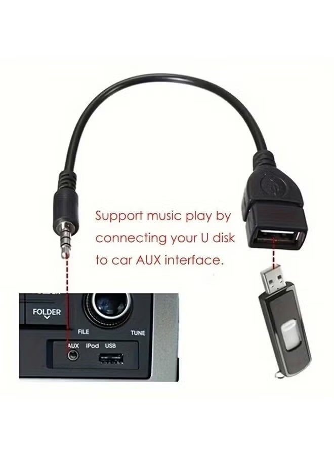 كابل محول من مقبس صوت AUX مقاس 3.5 ملم إلى منفذ USB 2.0 أنثى لمشغل MP3 في السيارة - Image 4