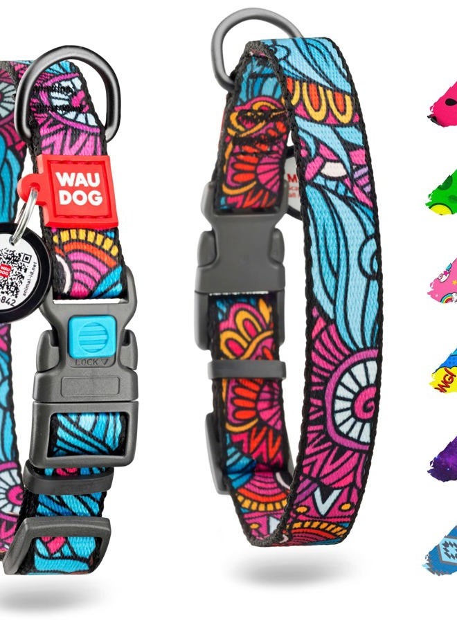 WauDog Nylon Dog Collar - Adjustable Dog Collar for Large Dogs, Small & Medium Dogs - Breakaway Puppy Collars for Large Breed Dogs - Boy & Girl Dog Collars with Durable Plastic Buckle and QR Dog Tag - Image 1