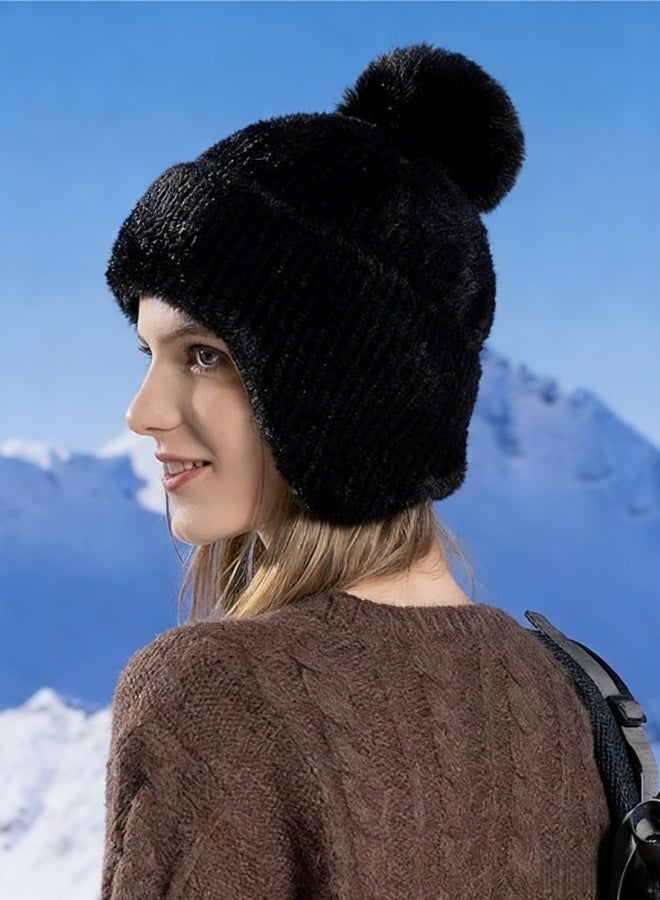 BESTPEAK Thick Plush Fur Hat, Women's Beanie Style, Elegant and Cozy Design, Ear Protection Knit Hat，Winter Wear for Weather - Image 2