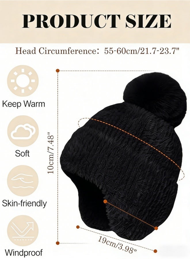 BESTPEAK Thick Plush Fur Hat, Women's Beanie Style, Elegant and Cozy Design, Ear Protection Knit Hat，Winter Wear for Weather - Image 4