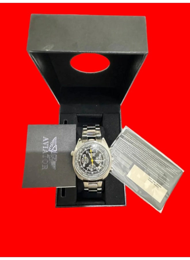 أفياتور ساعة AVIATOR كرونوغراف للرجال من الستينلس ستيل رقم AVW5839G6 جديدة أصلية - Image 3