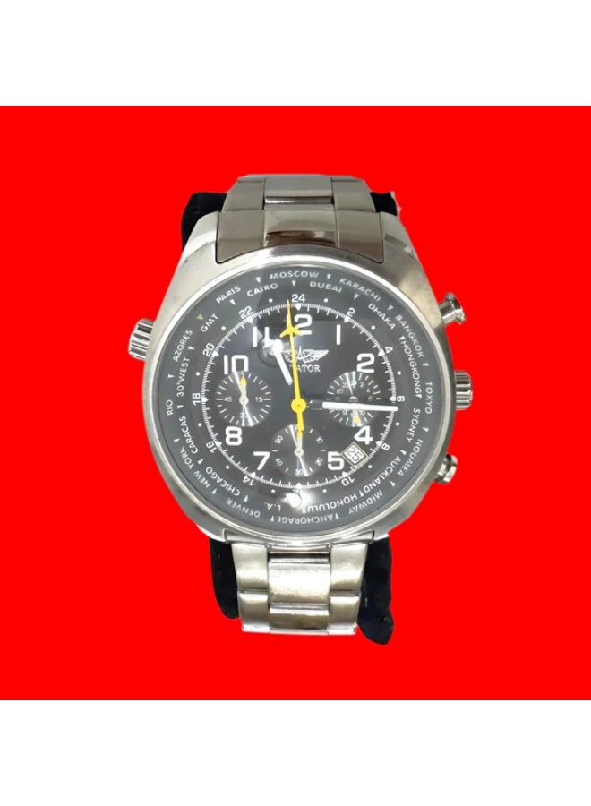 أفياتور ساعة AVIATOR كرونوغراف للرجال من الستينلس ستيل رقم AVW5839G6 جديدة أصلية - Image 2