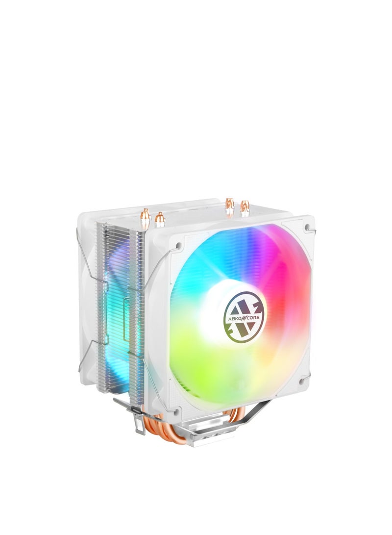 ABKONCORE Abkon Core CPU Cooler CoolStorm T406W Spectrum, 4 PIN PWM Molex 2510, PWM 4-Pin Connector, CPU Air Cooler -White | CT406W - Image 1