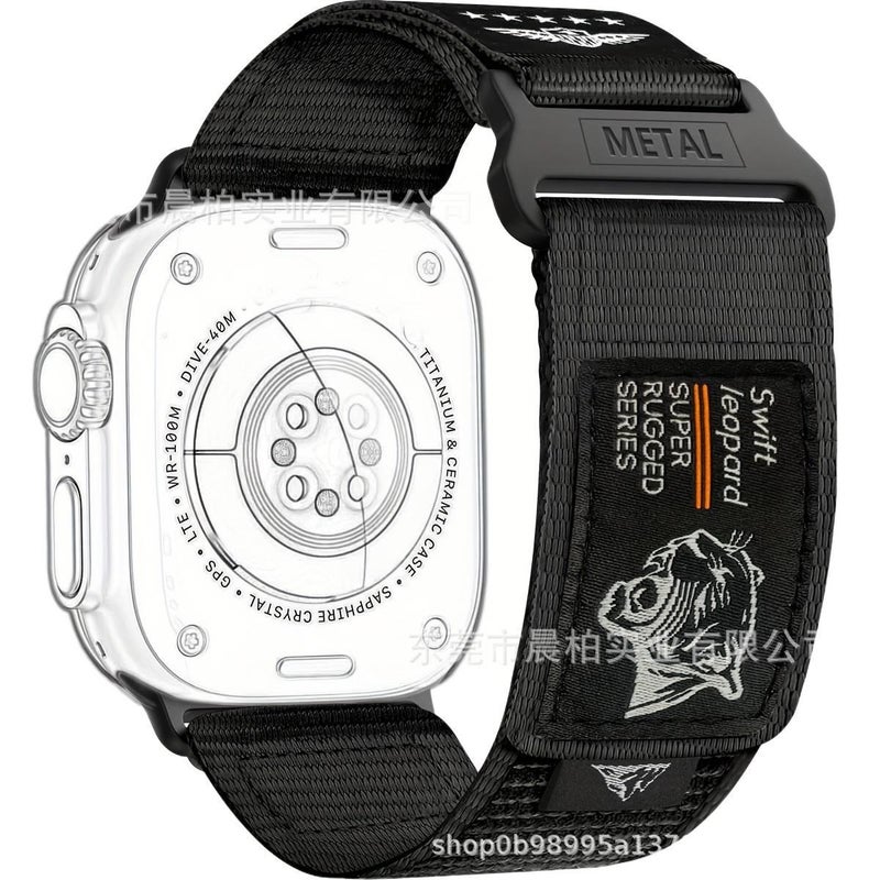 سوار ساعة ذكية باللون أزرق قابل للتعديل سوار نايلون حلقي متوافق مع Apple Watch 38/40/41/42/44/45/49mm بملاءمة قابلة للتعديل وحزام بديل - Image 5