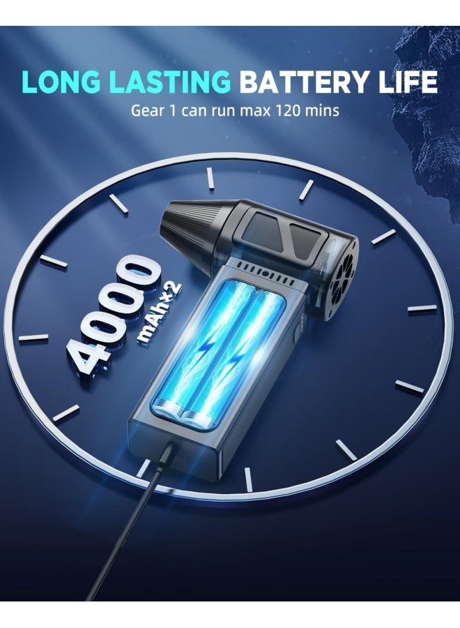 سانتين رايلي منفضة هواء مضغوطة - 110000 دورة في الدقيقة، منفاخ هواء كهربائي بقوة 110000 دورة في الدقيقة، منفاخ هواء فائق القوة قابل للتعديل بـ 3 سرعات، منفاخ صغير قابل لإعادة الشحن مع شحن سريع للكمبيوتر ولوحة المفاتيح والمنزل والخارج والسيارة - Image 5