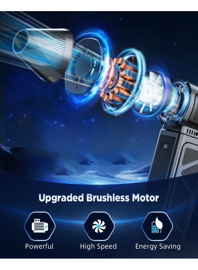 سانتين رايلي منفضة هواء مضغوطة - 110000 دورة في الدقيقة، منفاخ هواء كهربائي بقوة 110000 دورة في الدقيقة، منفاخ هواء فائق القوة قابل للتعديل بـ 3 سرعات، منفاخ صغير قابل لإعادة الشحن مع شحن سريع للكمبيوتر ولوحة المفاتيح والمنزل والخارج والسيارة - Image 2