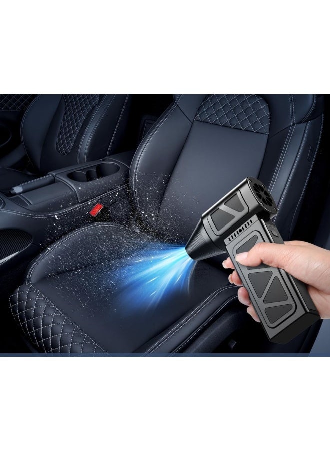 سانتين رايلي منفضة هواء مضغوطة - 110000 دورة في الدقيقة، منفاخ هواء كهربائي بقوة 110000 دورة في الدقيقة، منفاخ هواء فائق القوة قابل للتعديل بـ 3 سرعات، منفاخ صغير قابل لإعادة الشحن مع شحن سريع للكمبيوتر ولوحة المفاتيح والمنزل والخارج والسيارة - Image 4