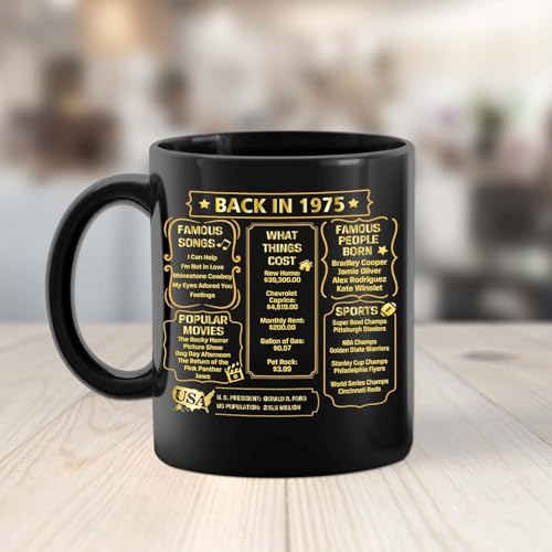 QUPT 50th Birthday Gifts for Women Men, 50th Birthday Gifts for Him, 1975 Birthday Gifts for Women Men, 50 Years Old Gifts, 1975 Birthday Gifts for Her Him, 50th Birthday Presents Coffee Mug - Image 5