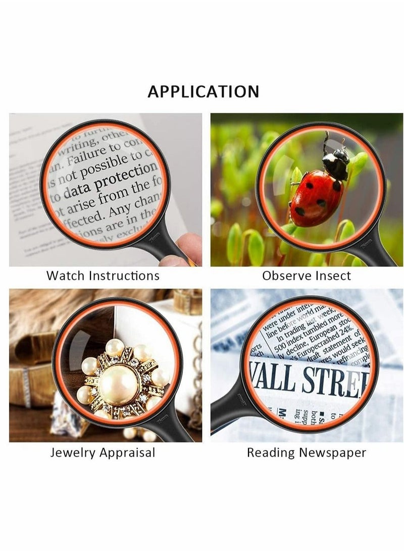 Excefore - Magnifying Glass, Handheld Reading Magnifier 10X with Non-Slip Soft Rubber Handle - Image 1