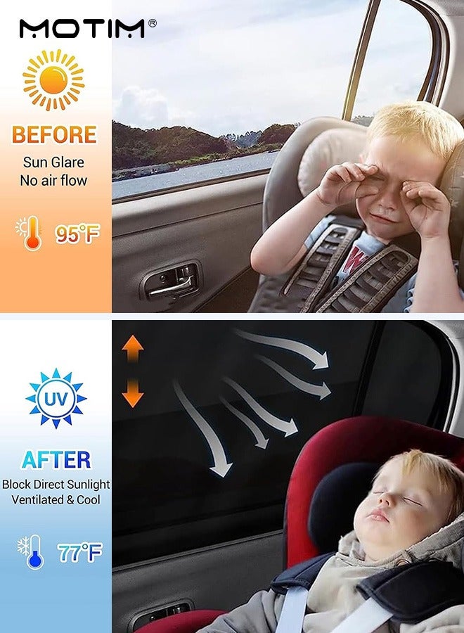 Motim 5 Pcs Mesh Sunshade, Car Window Sunshade Privacy Curtains, Suction Cup Car Side Window Sunshade, 100% Blocks UV Rays/Light, Car Front Rear Window Blinds for Breastfeeding, Taking a nap, Changing Clothes, Camping - Image 3