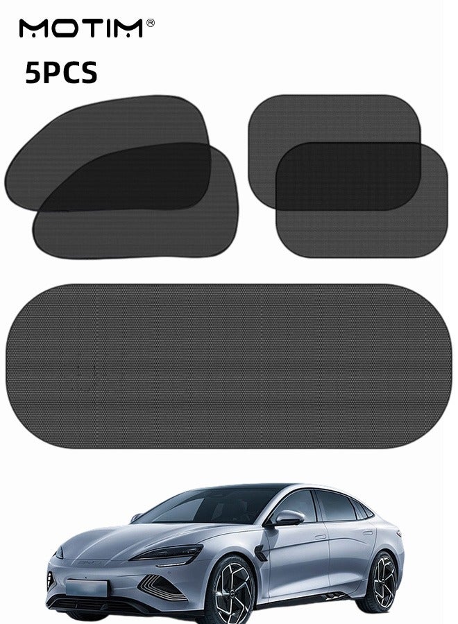 Motim 5 Pcs Mesh Sunshade, Car Window Sunshade Privacy Curtains, Suction Cup Car Side Window Sunshade, 100% Blocks UV Rays/Light, Car Front Rear Window Blinds for Breastfeeding, Taking a nap, Changing Clothes, Camping - Image 1