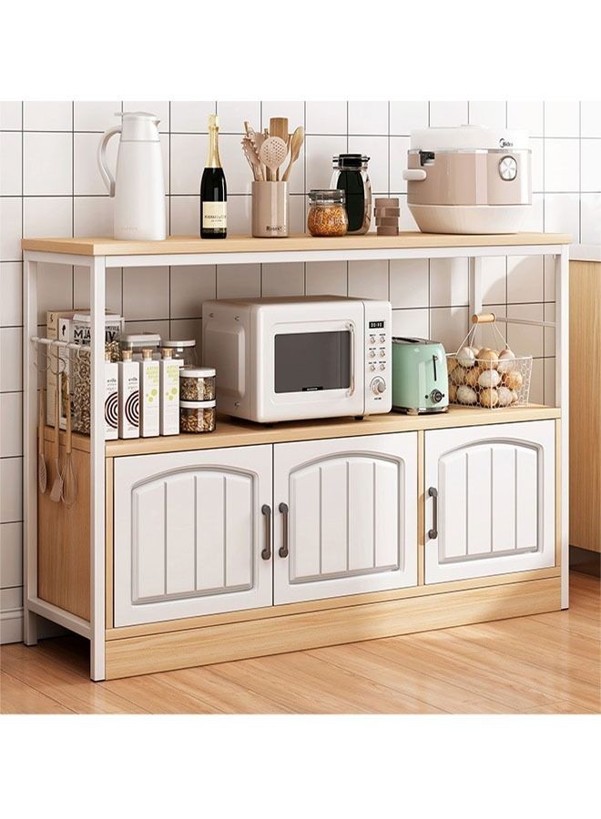 keke 2-Tier Kitchen Storage Shelf Microwave Oven Stand Rack Spice Organizer with 3 Door Storage Cabinet Large Storage Rack  - Image 1