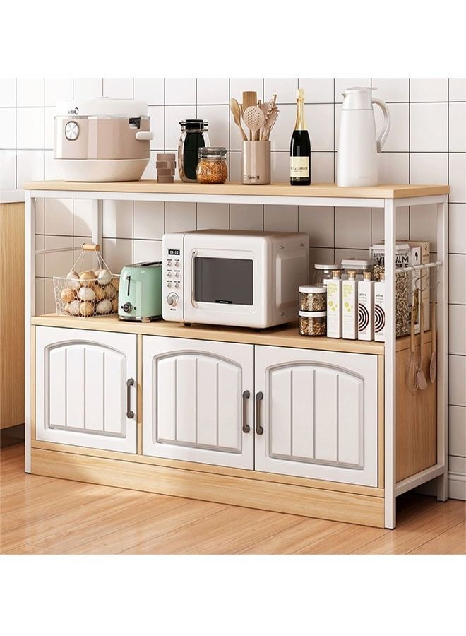 keke 2-Tier Kitchen Storage Shelf Microwave Oven Stand Rack Spice Organizer with 3 Door Storage Cabinet Large Storage Rack  - Image 2