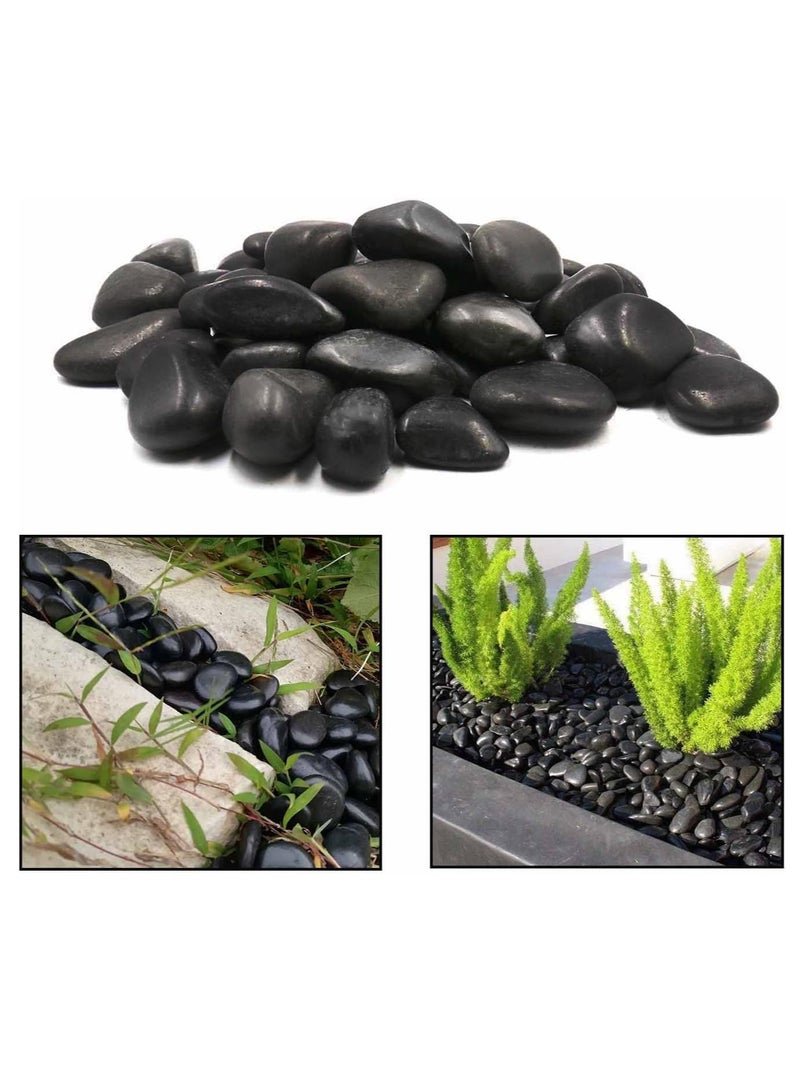 vsell24 2-4cm Black Decorative Pebbles River Rock Large Black Light Polished Stones For Glassware, Vases, Outdoor Graden, Lawn Aquariums - Image 3