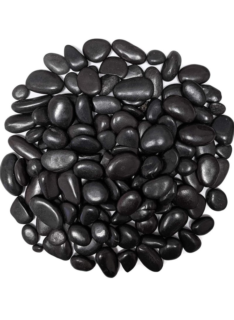 vsell24 2-4cm Black Decorative Pebbles River Rock Large Black Light Polished Stones For Glassware, Vases, Outdoor Graden, Lawn Aquariums - Image 1