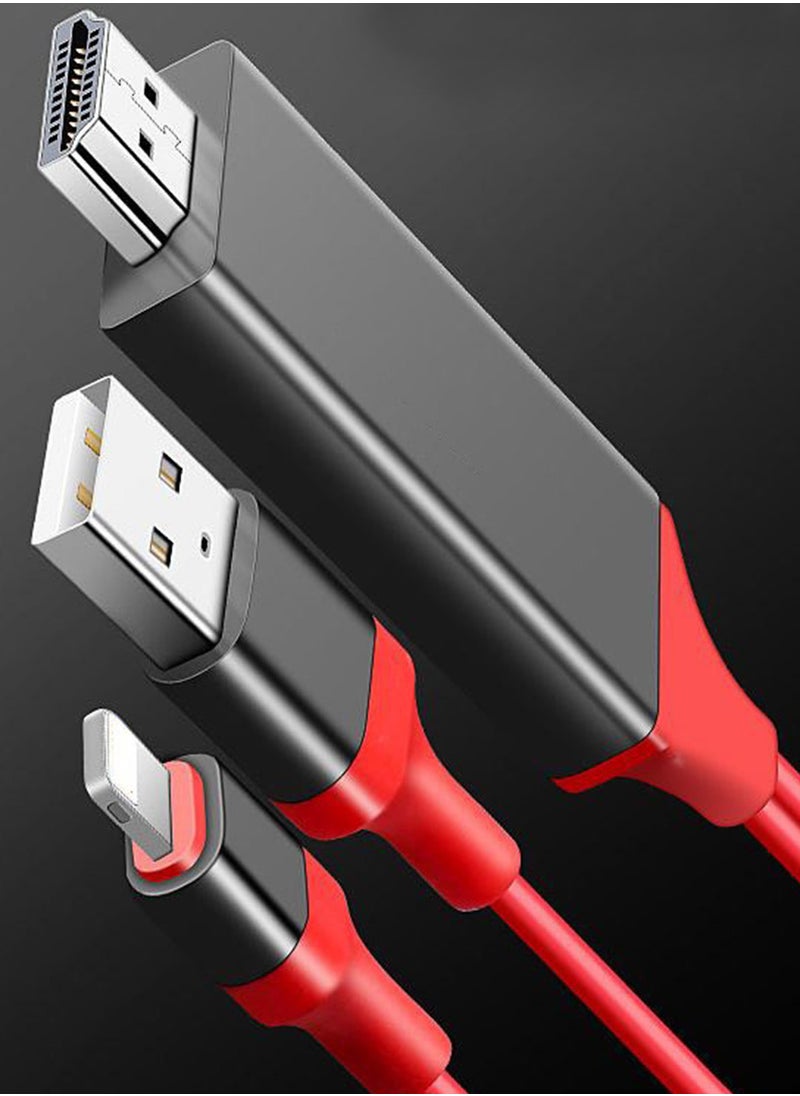 Generic - Lightning To HDMI HDTV AV TV Cable Adapter 1080P For Apple iPhone 8/11/12 Plus/iPad Air/iPad Mini - Image 1