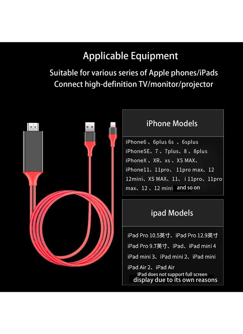 Generic - Lightning To HDMI HDTV AV TV Cable Adapter 1080P For Apple iPhone 8/11/12 Plus/iPad Air/iPad Mini - Image 1
