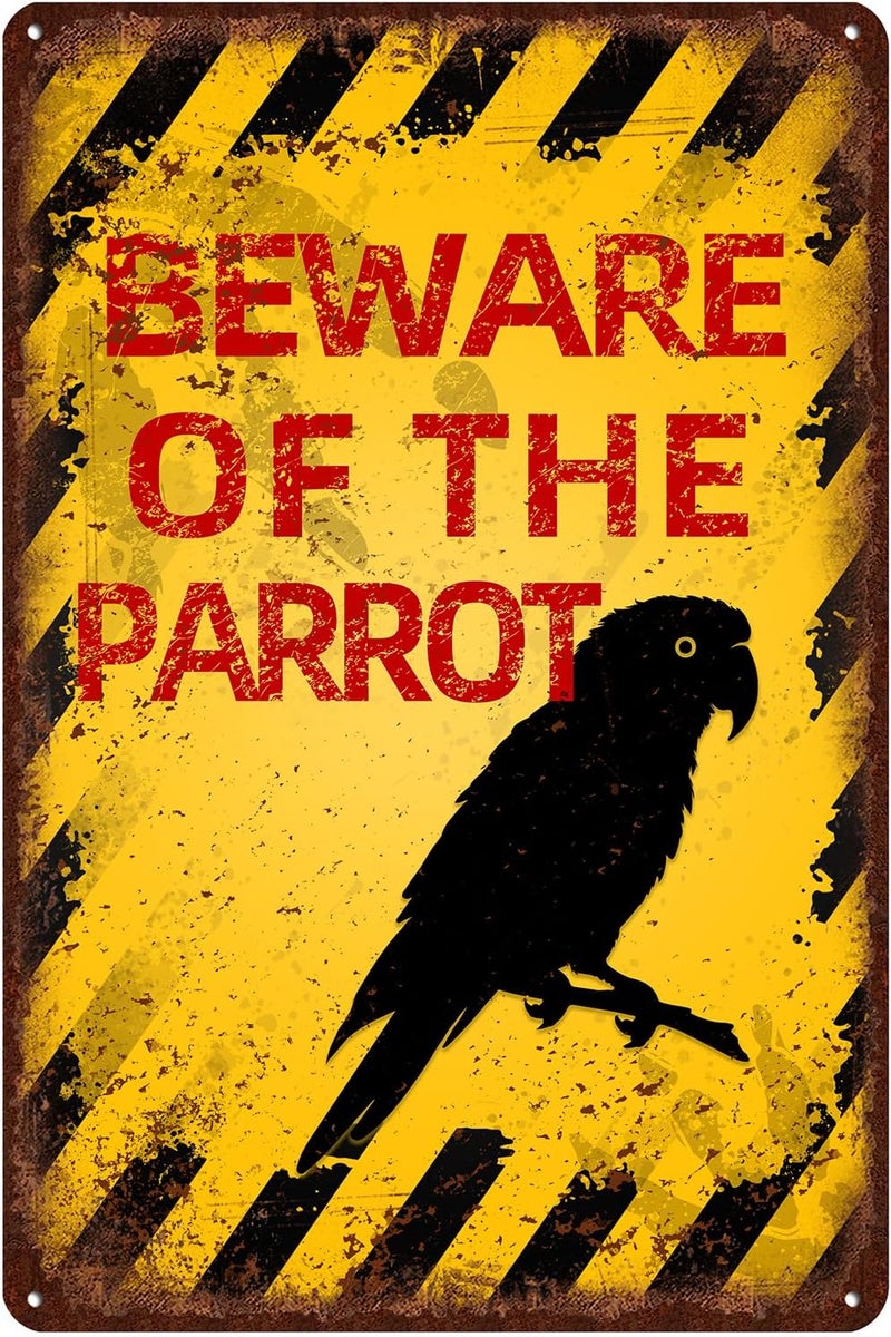 kengtou Vintage Parrot Metal Sign - Beware of Parrot - Image 1