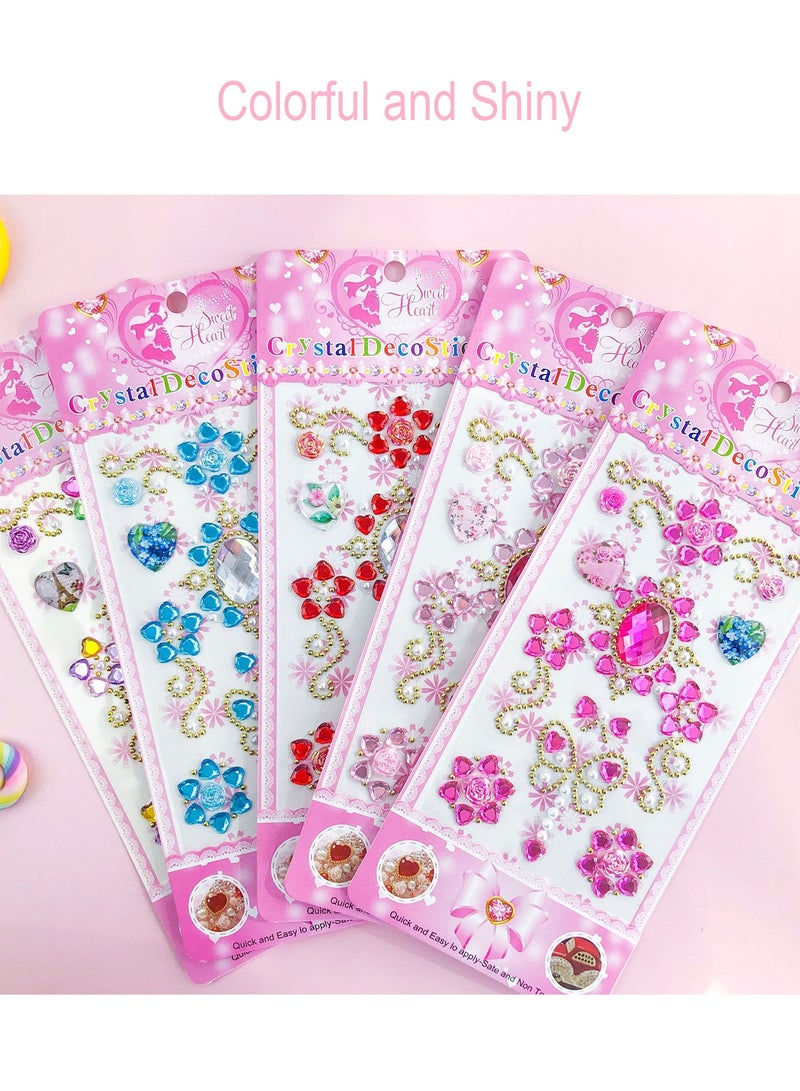 روعة مجوهرات زائفة ملصقات كريستال ملصقات أكريليك 6 أوراق مع 2 أنماط عشوائية أوراق هدية مثالية للأطفال مكافآت الفصل الدراسي Scrapbook DIY (إجمالي 8 أوراق) - Image 4