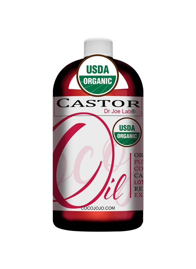 Dr Joe Lab - Organic Castor Oil Bulk 32 Oz 100% Pure Usda Certified Organic Hexane Free Non Gmo Castor Bean Carrier Oil Ricinus Communis Moisturizing Hydrating Hair Skin Face Body Nails Locs Lashes Eyebrows - Image 1