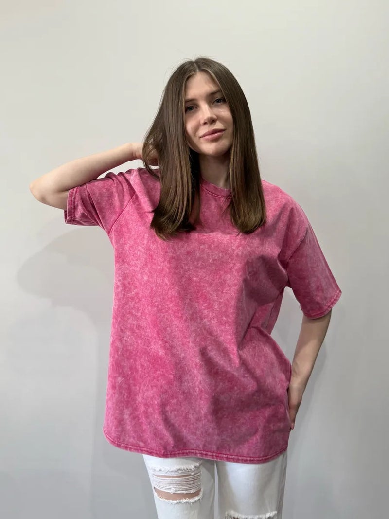 Oversize Niche Retro Washed Distressed Pure Cotton Short-Sleeved T-Shirt Summer European and American Fashion Elegant Simple Top - Image 2