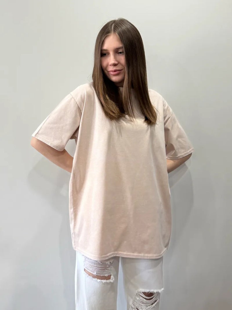 Oversize Niche Retro Washed Distressed Pure Cotton Short-Sleeved T-Shirt Summer European and American Fashion Elegant Simple Top - Image 4