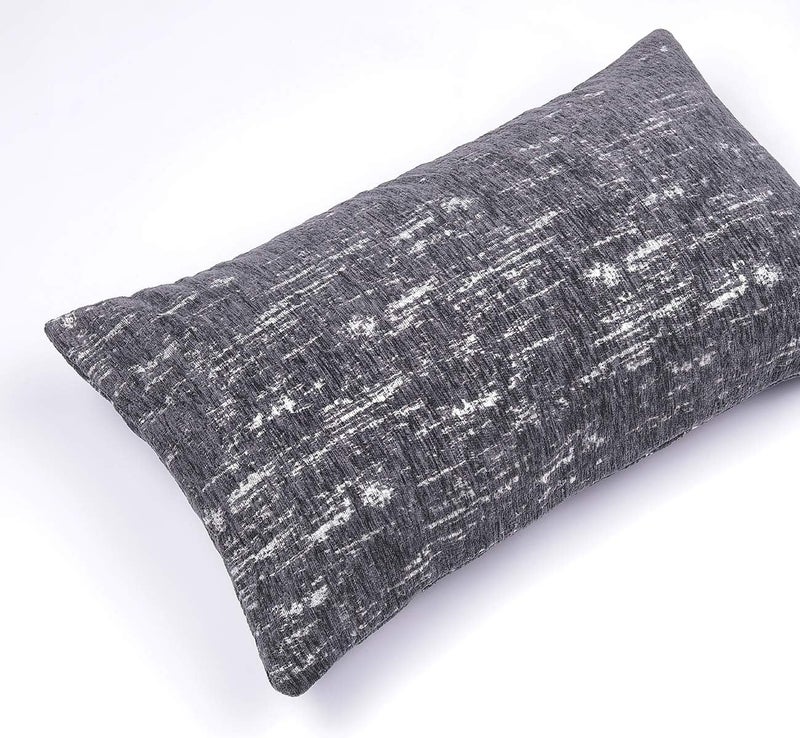 PHF 2 قطعة 30cm x 50cm أغطية وسائد رمية للظهر من خيوط الشينيل المصبوغة، مستطيلة، بوهيمية، مع إغلاق بسحاب، فحم - Image 4