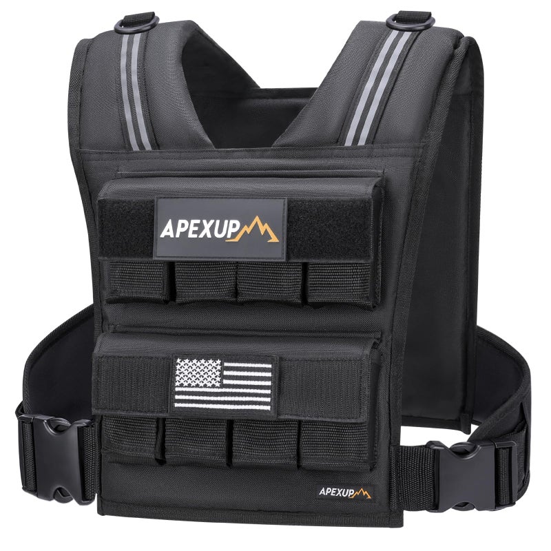 APEXUP Empty Adjustable Weighted Vest Men, 40lbs Weight Vest Woman Workout Vest for Strength Training (Cast Iron or Sandbags are Not Included) - Image 1
