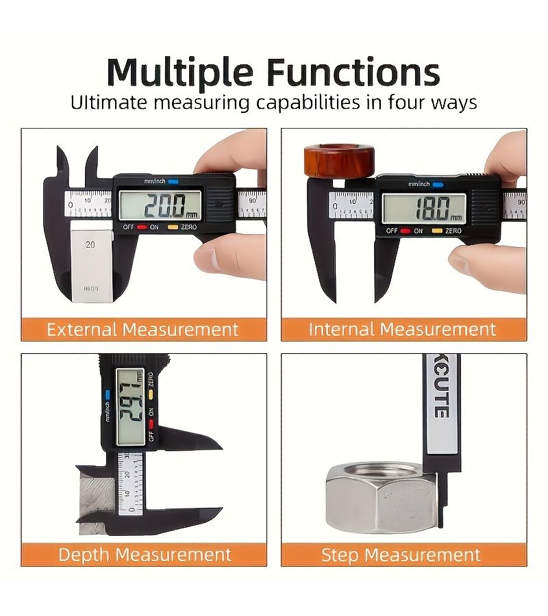 Swardman Tool 150mm Black Digital Vernier Caliper with Storage Case Large Screen Auto Off - Image 5