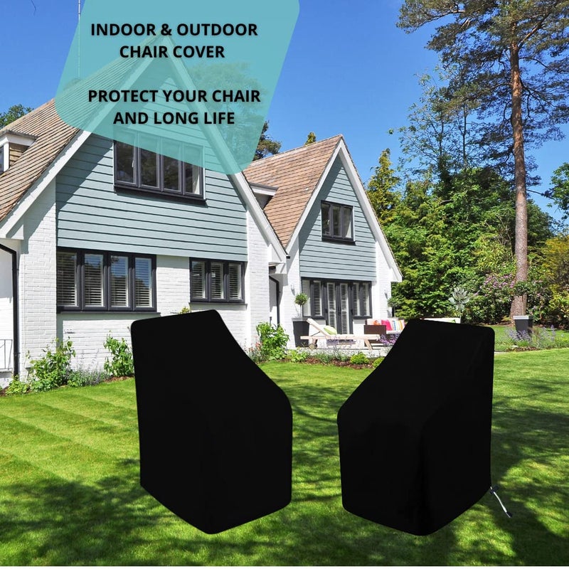 KHOOBREZ Polyester Waterproof Indoor And Outdoor Chair Cover Chc Black - Image 5